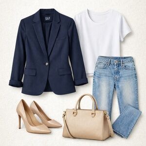 Gap Navy Tailored Blazer – Size 8 – Classic, Preppy Chic